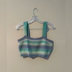 Light Blue Dark Blue Small Crop Top